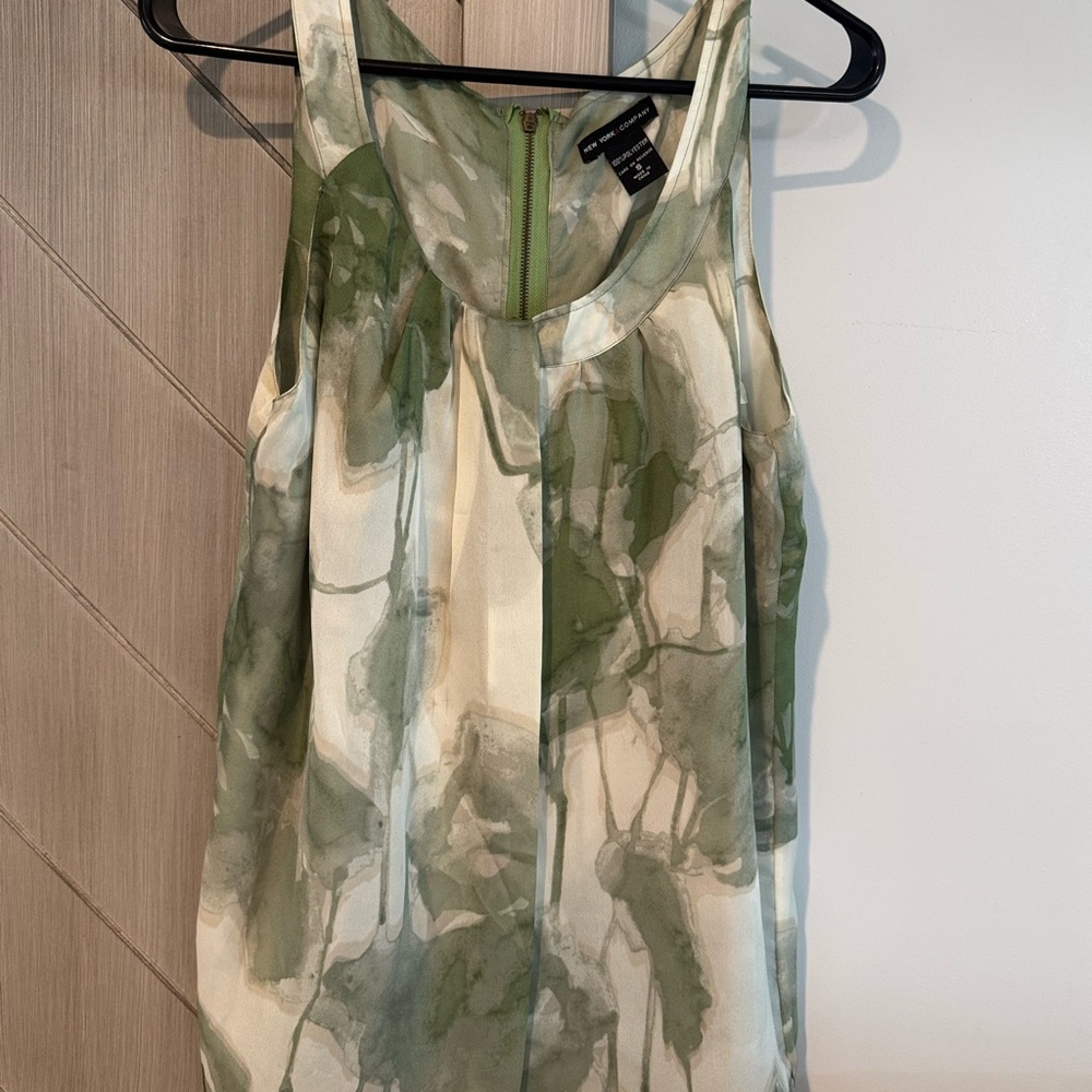 New York & Company Olive and Cream Tank Top